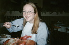 Heather eating lobster