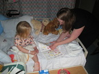 Abigail and Heather in her overnight room
